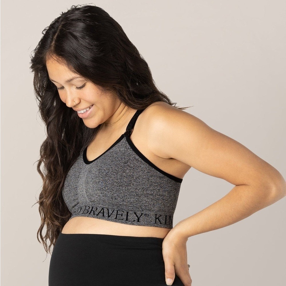 Kindred Bravely Sublime Nursing Sports Bra Black Gray Womens XL
